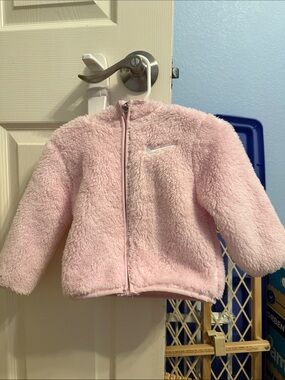 Nike Light Pink Sherpa Zip-Up Jacket with Hood